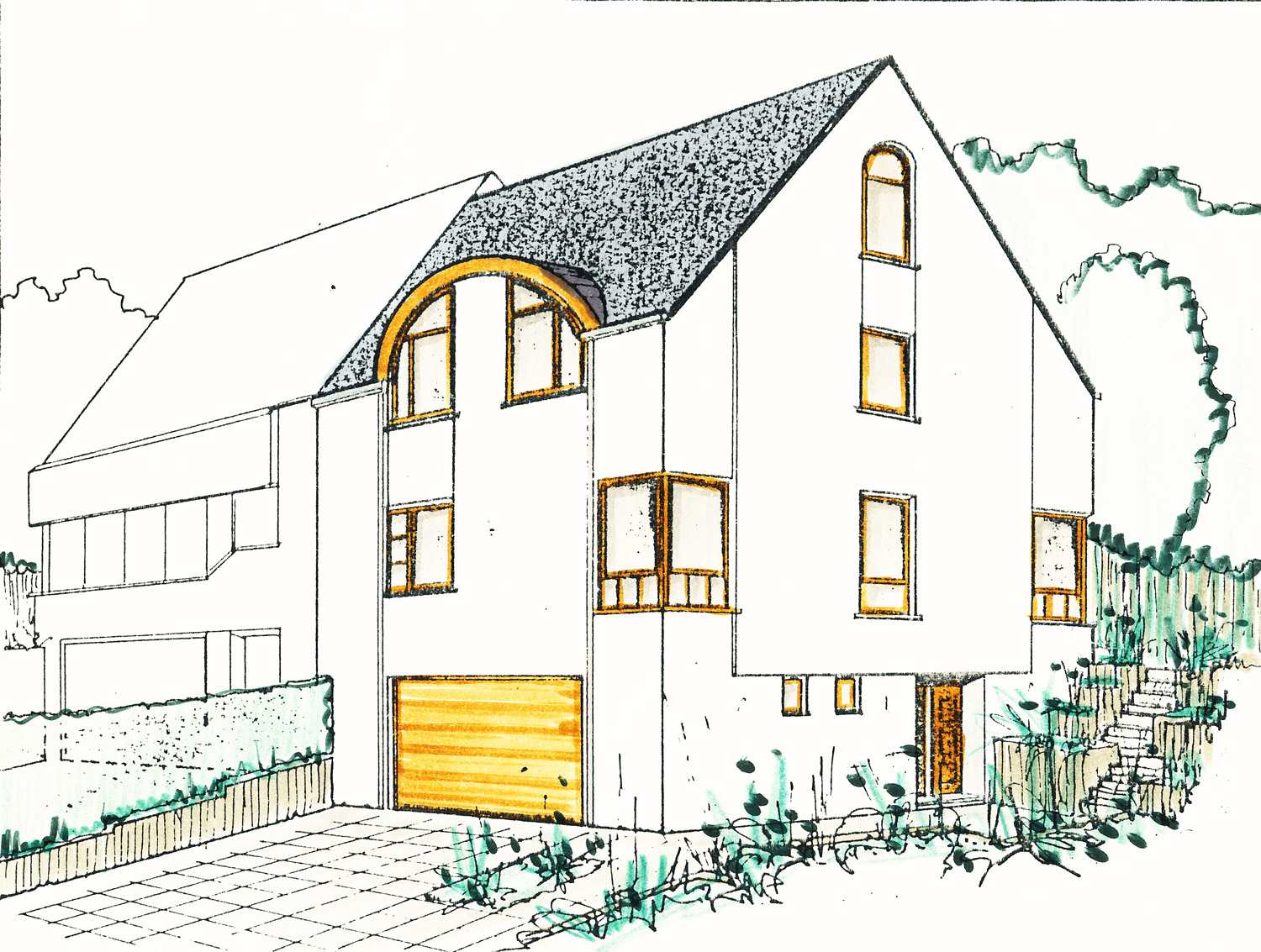 Façade en brique de la maison neuve trois façades à Sterrebeek